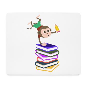 School enrollment school monkey books pen learning - Mouse Pad (horizontal) - white - Front
