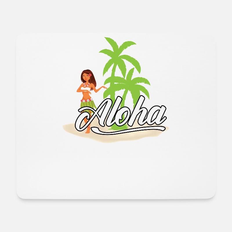 ALOHA HULA GIRL TROPICAL ISLAND - Mousepad (Querformat) - Weiß