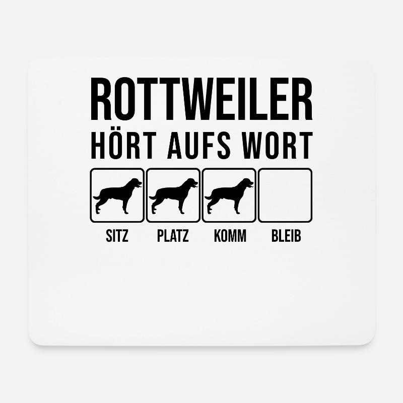 Rottweiler - Hört aufs Wort - lustiges Hund - Mousepad (Querformat) - Weiß