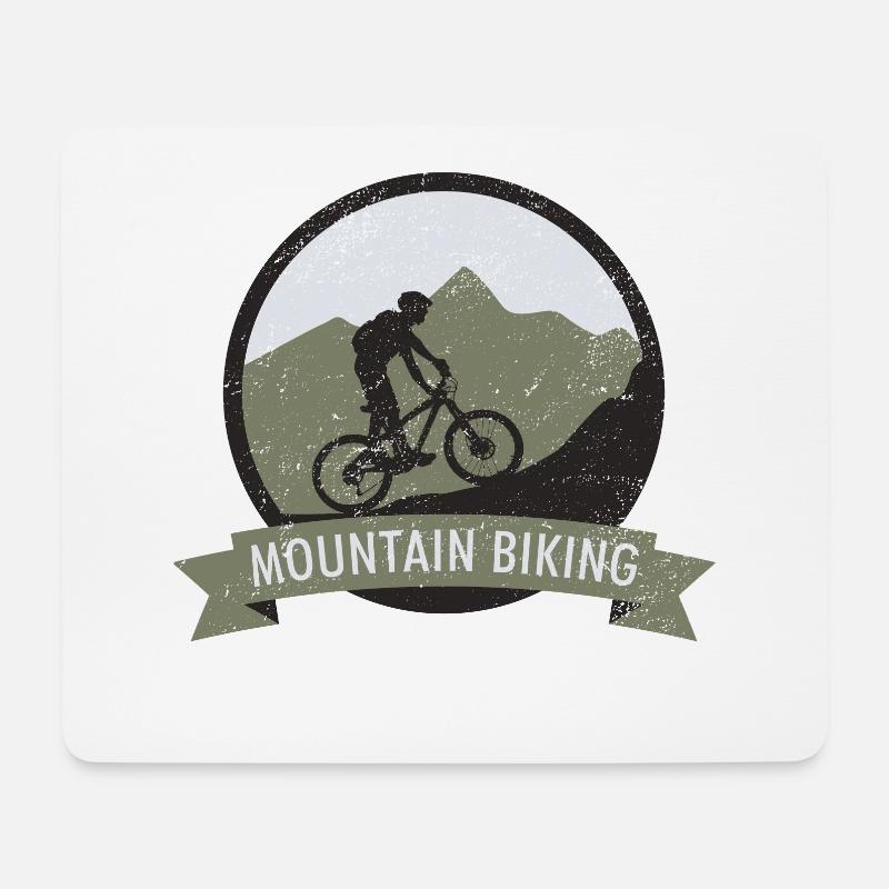 Mountain Biking Fahrrad Berg Sport Design - Mousepad (Querformat) - Weiß