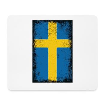 Suède Drapeau suédois Vintage Drapeau suédois - Tapis de souris (format paysage) - blanc - Devant