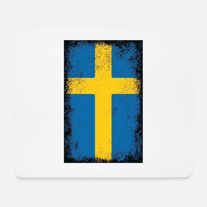 Schweden Schwedische Flagge Vintage Swedish Flag - Mousepad (Querformat) - Weiß
