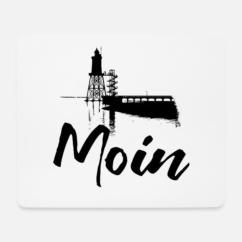Moin für Nordlichter mit Leuchtturm Obereversand - Mousepad (Querformat) - Weiß