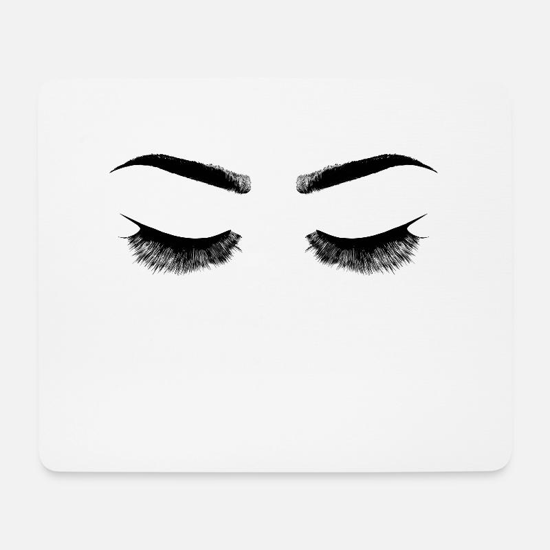 Wimpern Lash Eyelash black eyebrows Augenbrauchen - Mousepad (Querformat) - Weiß