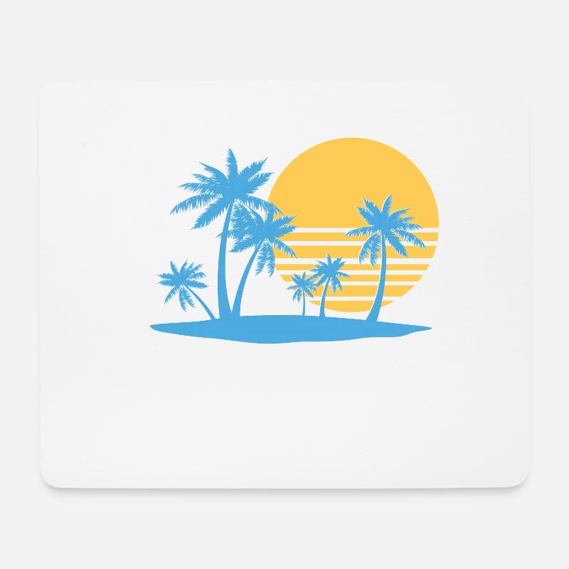Palm Tree Island 80`s retro summer palm island - Mouse Pad (horizontal) - white