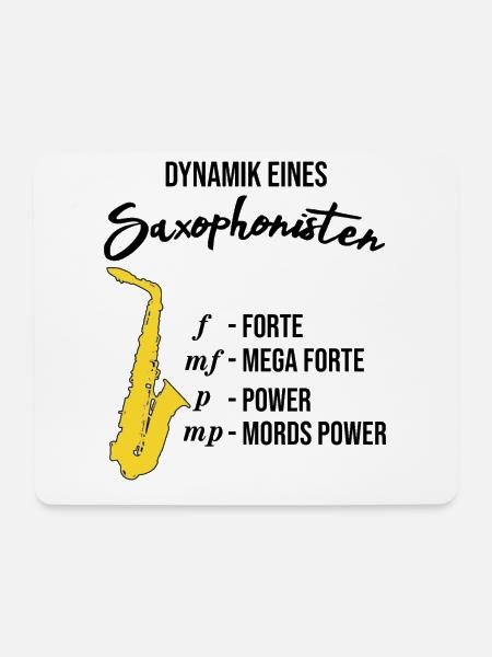 Dynamik eines Saxophonisten, lustig, Saxophon - Mousepad (Querformat) - Weiß