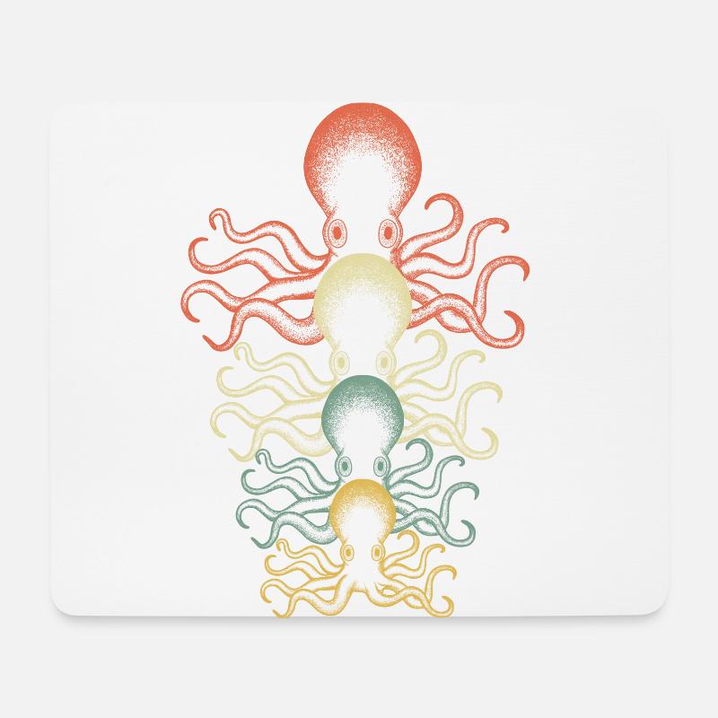 Retro Kraken Tintenfisch Oktopus Taucher Geschenk - Mousepad (Querformat) - Weiß