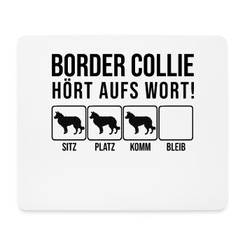 Border Collie - Écoutez le mot - drôle, chien - Tapis de souris (format paysage) - blanc - Devant