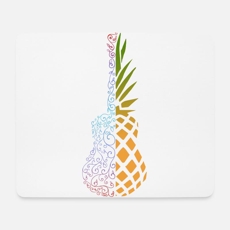 Bunte Ananas Ukulele - Mousepad (Querformat) - Weiß