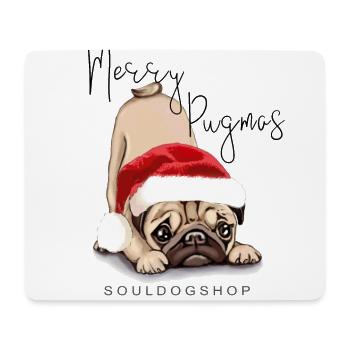 Weihnachten Mops Pug Hund Xmas - Mousepad (Querformat) - Weiß - Vorne