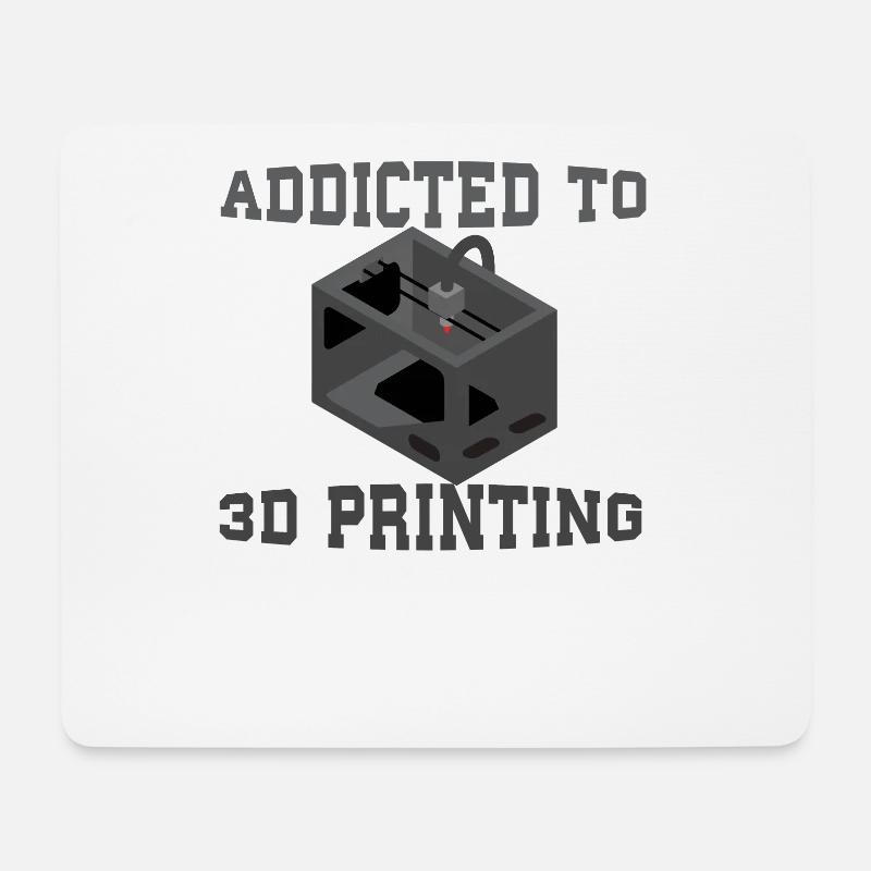 Süchtig nach 3D Druck. Addicted to 3d printing - Mousepad (Querformat) - Weiß