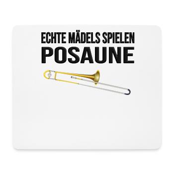 ECHTE MÄDELS SPIELEN POSAUNE, lustig, Posaune - Mousepad (Querformat) - Weiß - Vorne