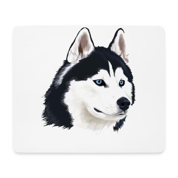 Chien husky - Tapis de souris (format paysage) - blanc - Devant