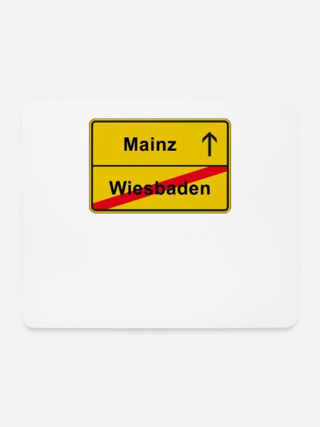 Mainz Ortsschild anti Wiesbaden Fastnacht Derby - Mousepad (Querformat) - Weiß