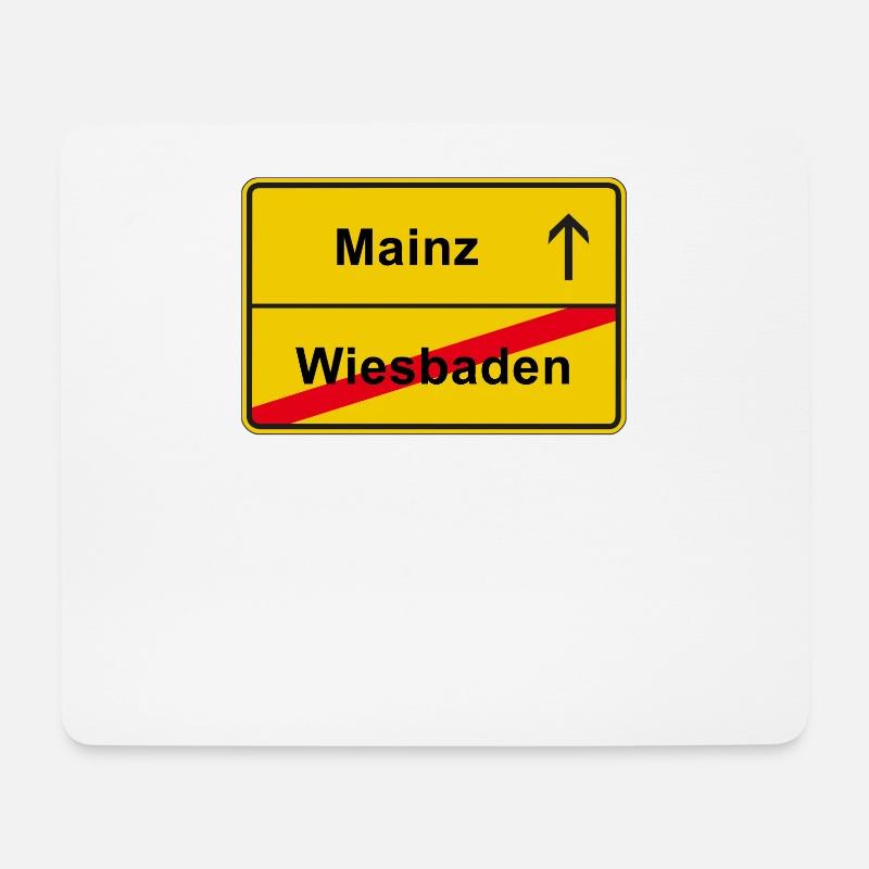 Mainz Ortsschild anti Wiesbaden Fastnacht Derby - Mousepad (Querformat) - Weiß