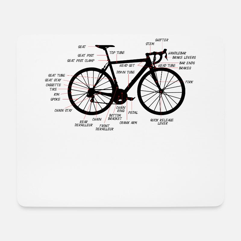 Rennrad Anatomie horizontal Fahrradteile schwarz - Mousepad (Querformat) - Weiß