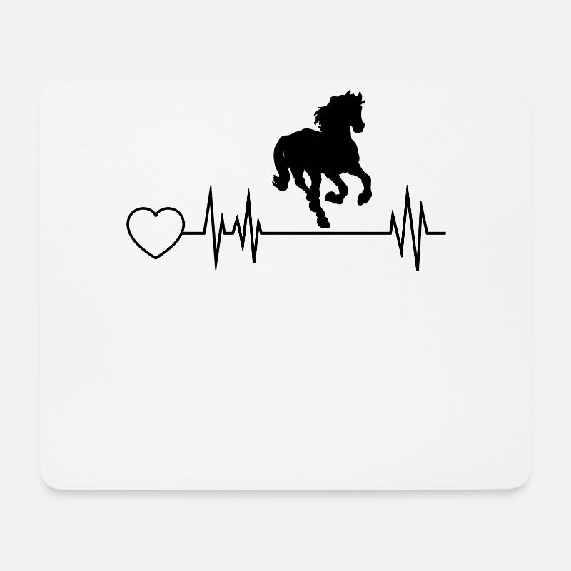 Herzschlag Reiten Pferde - Mousepad (Querformat) - Weiß