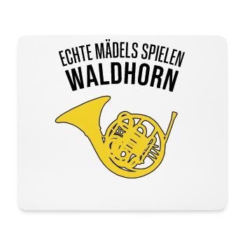 ECHTE MÄDELS SPIELEN WALDHORN - lustig, F Horn - Mousepad (Querformat) - Weiß - Vorne