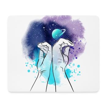 Galaxy hands illustration - Mousepad (Querformat) - Weiß - Vorne