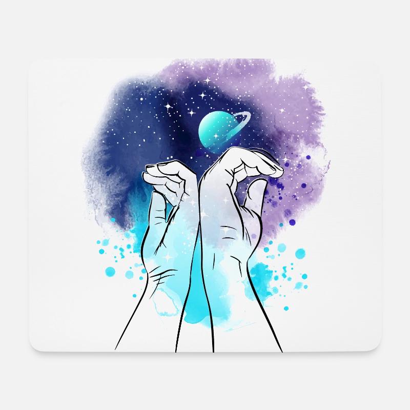 Galaxy hands illustration - Mouse Pad (horizontal) - white