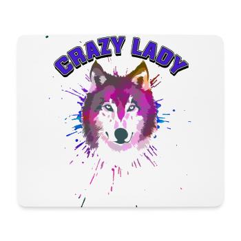 Wolf crazy lady - Mousepad (Querformat) - Weiß - Vorne