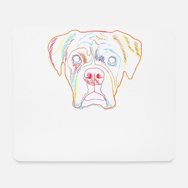 Boxer Hund Porträt - Mousepad (Querformat) - Weiß