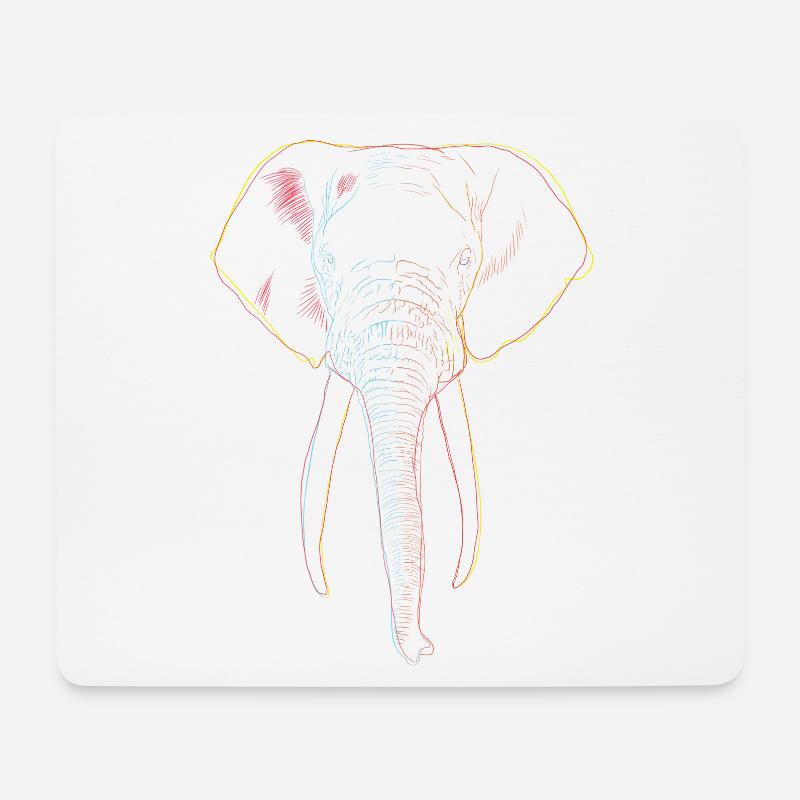 Elefant - Mousepad (Querformat) - Weiß