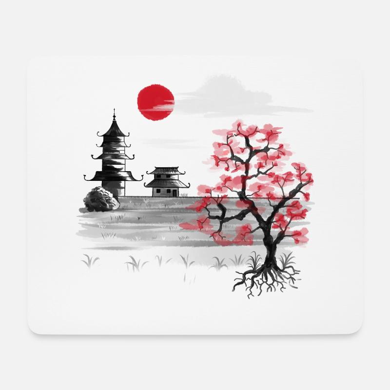 Japan Natur China Asien Kirschblüte Asiatisch - Mousepad (Querformat) - Weiß