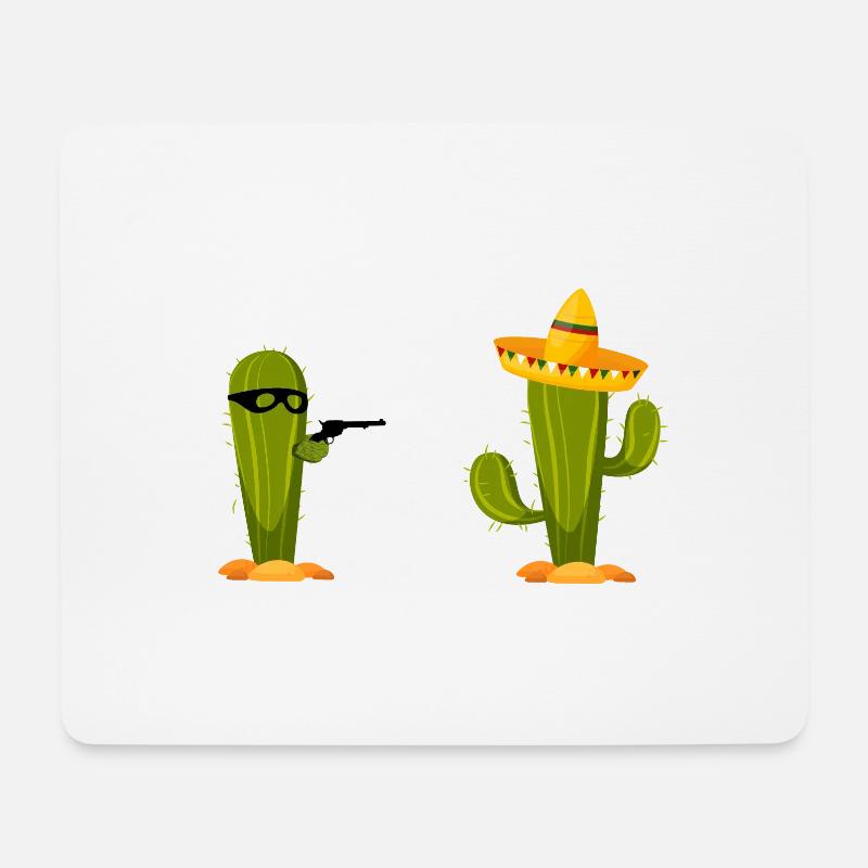 Lustige Motive Kaktus Überfall Mexiko Sombrero - Mousepad (Querformat) - Weiß