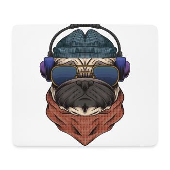 Cooler Mops DJ mit Kopfhörergeschenk für DJs oder Mops - Mousepad (Querformat) - Weiß - Vorne