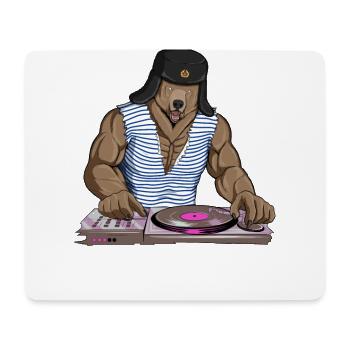 Russischer Diskjockey Bär - Mousepad (Querformat) - Weiß - Vorne