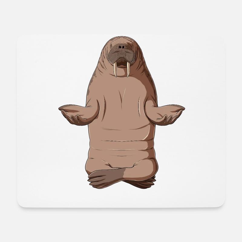 Yoga Walross - Mousepad (Querformat) - Weiß