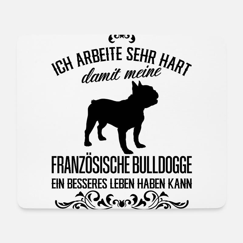 Französische Bulldogge - Ich arbeite sehr hart... - Mousepad (Querformat) - Weiß