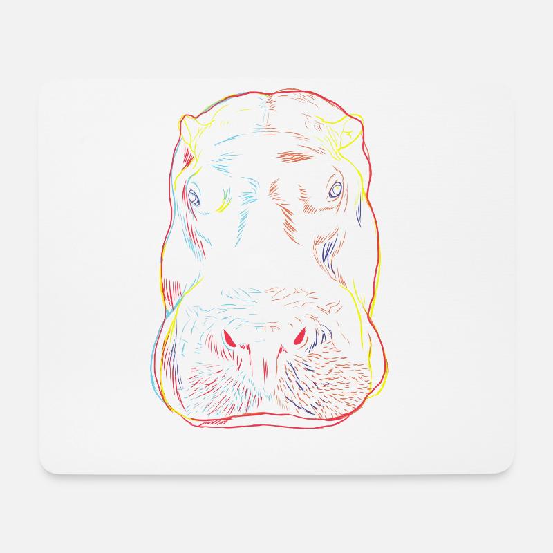 Neugieriger Nilpferd - Mousepad (Querformat) - Weiß