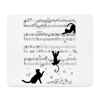 Katze Musikinstrument Cat Kätzchen Notenschlüssel - Mousepad (Querformat) - Weiß - Vorne