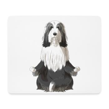 Bearded Collie Dog meditate - Mouse Pad (horizontal) - white - Front