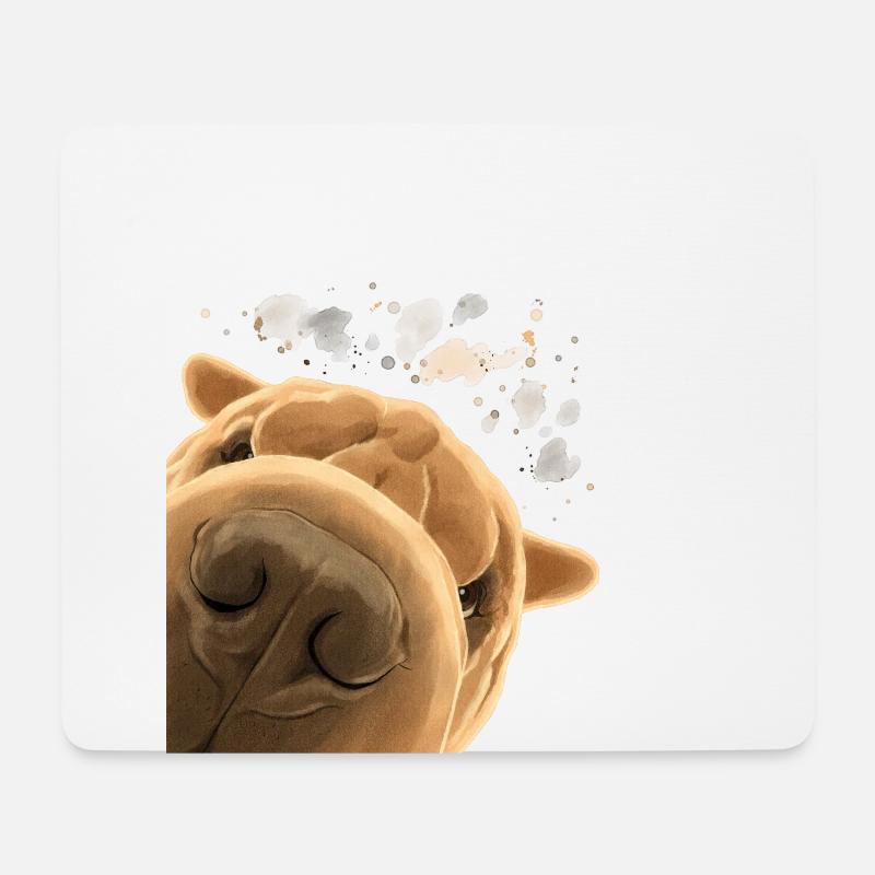 Neugieriger Shar Pei Hund - Mousepad (Querformat) - Weiß