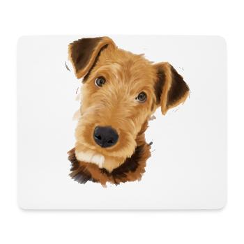 Airedale Terrier chien - Tapis de souris (format paysage) - blanc - Devant