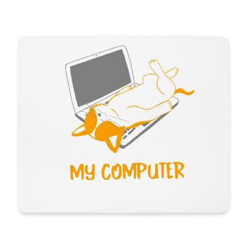 Chat couché sur un cadeau d'ordinateur portable - Tapis de souris (format paysage) - blanc - Devant