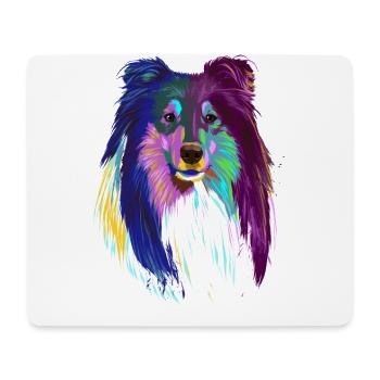 Farbiger Langhaarcollie Hund - Mousepad (Querformat) - Weiß - Vorne