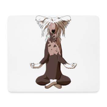 Meditierender Chinesischer Schopfhund - Mousepad (Querformat) - Weiß - Vorne
