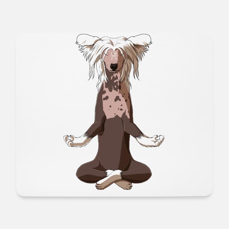 Meditierender Chinesischer Schopfhund - Mousepad (Querformat) - Weiß