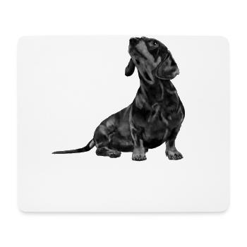 Sitzender Dackel - Mousepad (Querformat) - Weiß - Vorne