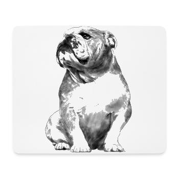 Sitzender Englische Bulldogge - Mousepad (Querformat) - Weiß - Vorne