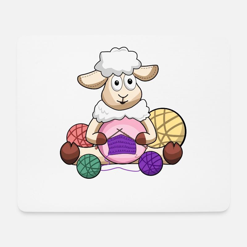 Crochet, crochet sheep, crochet sheep, yarn - Mouse Pad (horizontal) - white