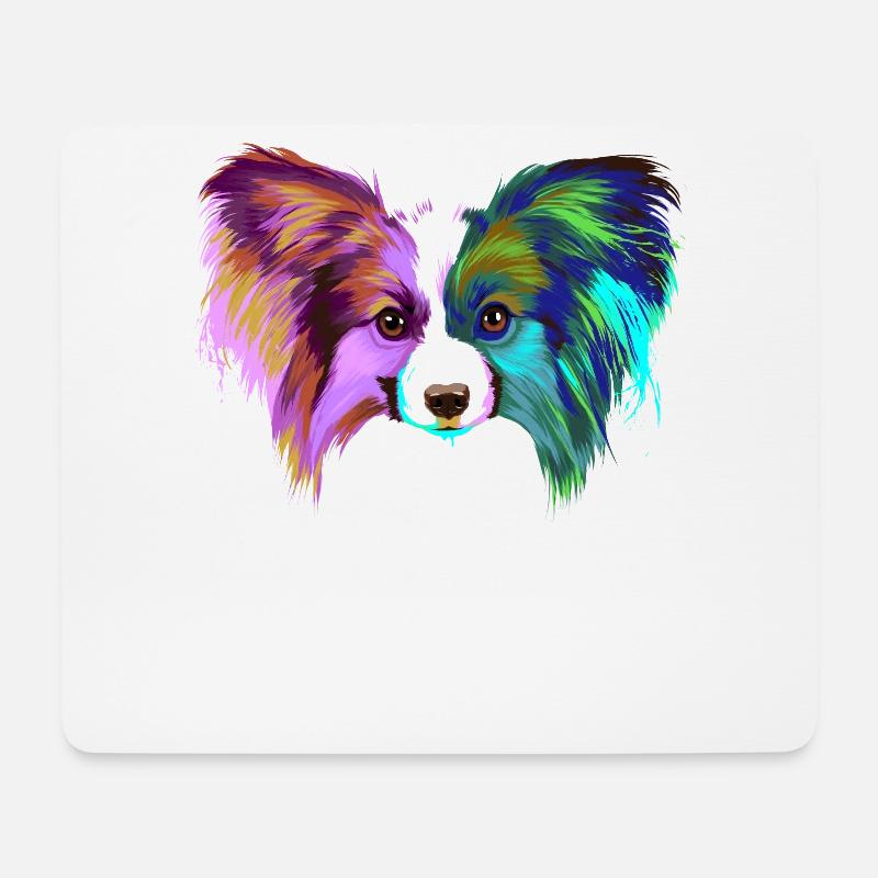 Splash Kontinentaler Zwergspaniel Hund - Mousepad (Querformat) - Weiß