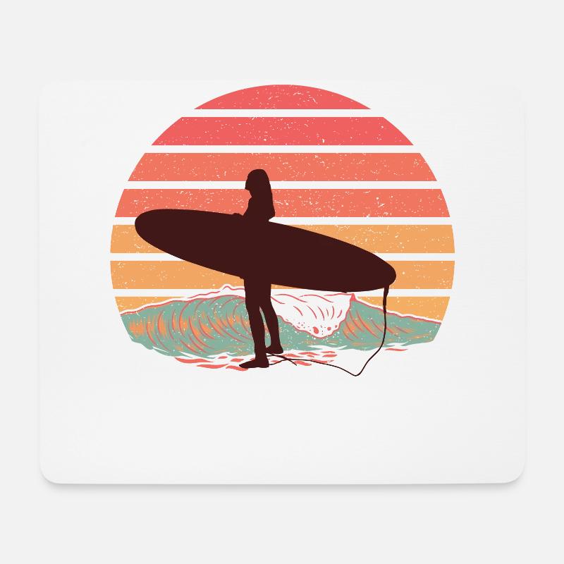 Vintage Surfgirl - Tapis de souris (format paysage) - blanc