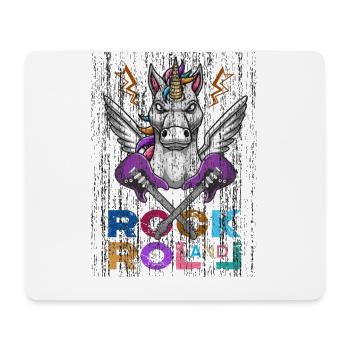 Rock and roll unicorn unicorn guitar headbang - Mouse Pad (horizontal) - white - Front