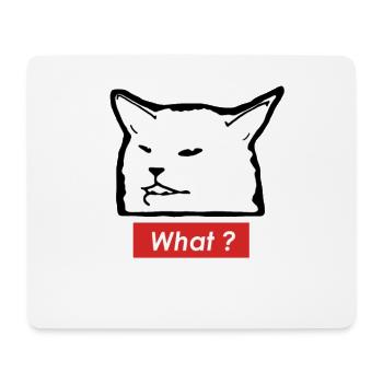 Meme Cat "What" – Black and White Design - Mouse Pad (horizontal) - white - Front