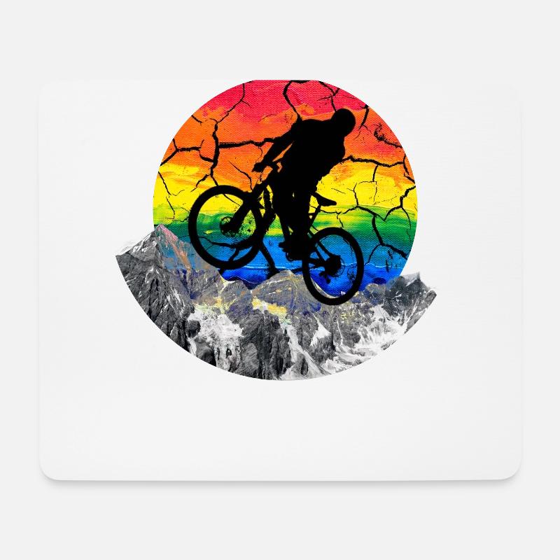 cooles Downhill - Mountainbike MTB Geschenk - Mousepad (Querformat) - Weiß